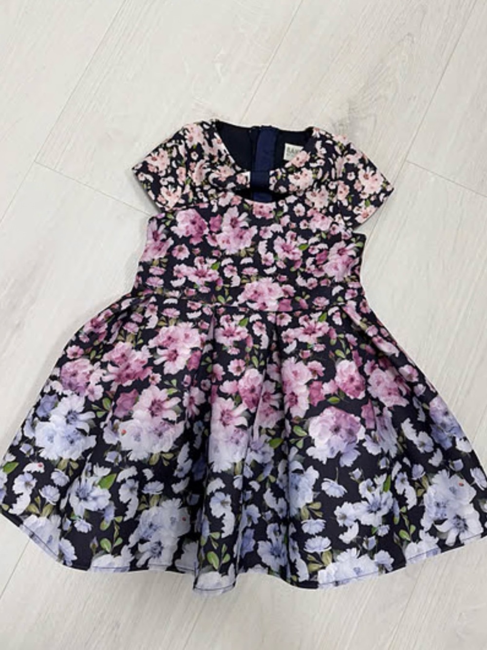 Baker by Ted Baker Scuba Navy Dress with Pink and White Floral Print